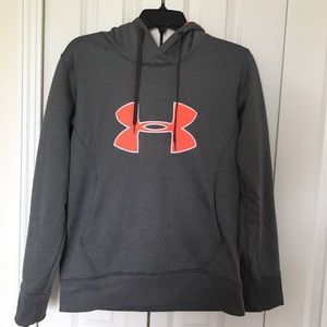 Grey and Pink Under Armour Hoodie